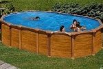 Бассейн GRE каркасный без контрфорсов 6,1×3,75×1,32 м(дерево/белый,овальный)