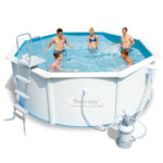 Круглый бассейн Bestway Hydrium Poseidon (360×122 см ). белый. Наземный. полный комплект