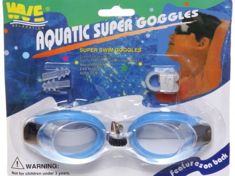 Очки для плавания детские Aquatic (зажим+беруши)