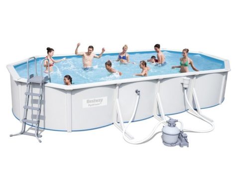 Овальный бассейн Bestway Hydrium 56369 (610х360х120 см). серый. Наземный. полный комплект
