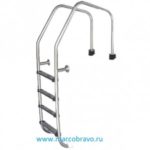 Лестница Aquaviva Overflow-415. 4 ступени. из стали AISI-304. для широкого борта