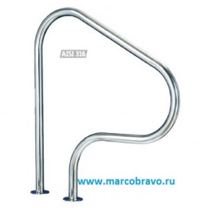 Поручень для спуска в бассейн Flexinox Figure 4 на фланцах. длина 762 мм. из нержавеющей стали AISI-316