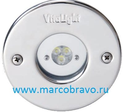 Прожектор многоцветный светодиодный из стали AISI-316 и сплава (Rg5) Hugo Lahme VitaLight 40400220 (8 Вт. 24В). диаметр 110 мм