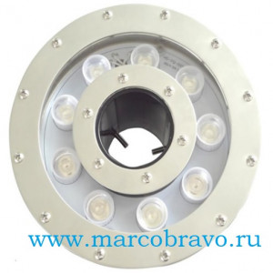 Светодиодный прожектор под форсунку фонтана AquaViva LED (9led 20W. 12В). многоцветный. сталь AISI316