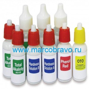Жидкости для капельного тестера Kokido K335СВ 6в1. 9 флакончиков